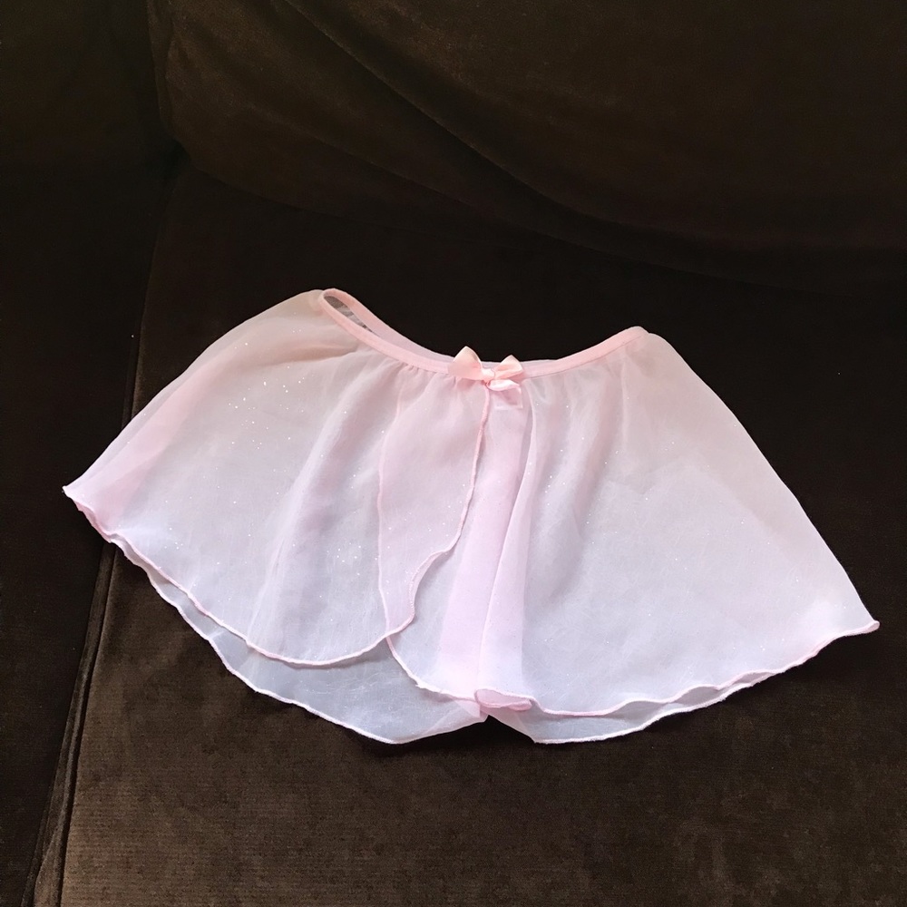 Pink Sheer Dance Skirt With Bow